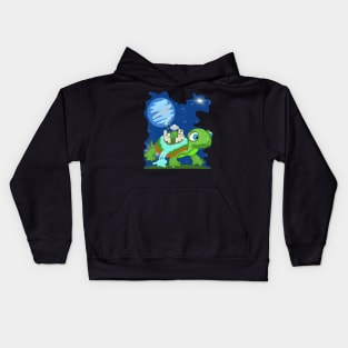 World on a turtle on a world, with aliens Kids Hoodie